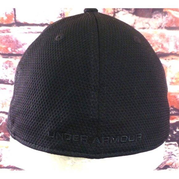 Under Armour Black Mesh Fitted Hat M/L Polyester Stretch Fit - Picture 3 of 6